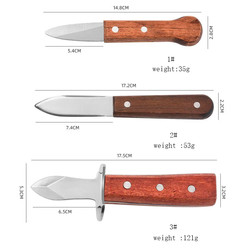 Cross-border hot sell stainless steel oyster knife wooden handle oyster knife
