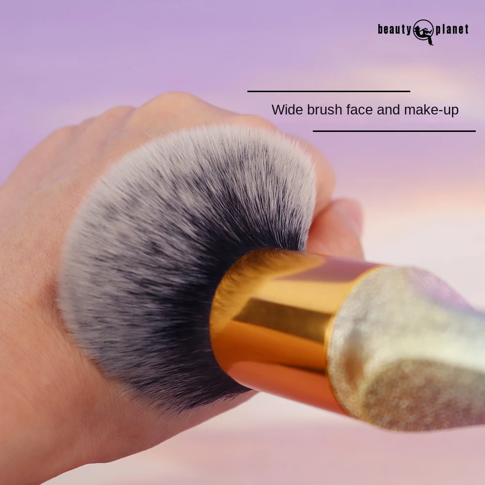 Beauty Planet Custom Logo High Quality Private Label Gold Scepter Kabuki Makeup Single Liquid Big Blush Powder Makeup Brush