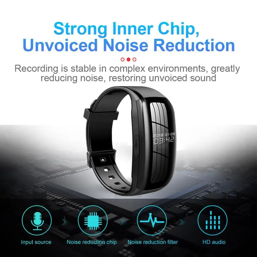 New JNN D5 Professional Smart Bracelet Recording Pen HD Noise Reduction Video Recorder Sports Mini Camera Smart Watch
