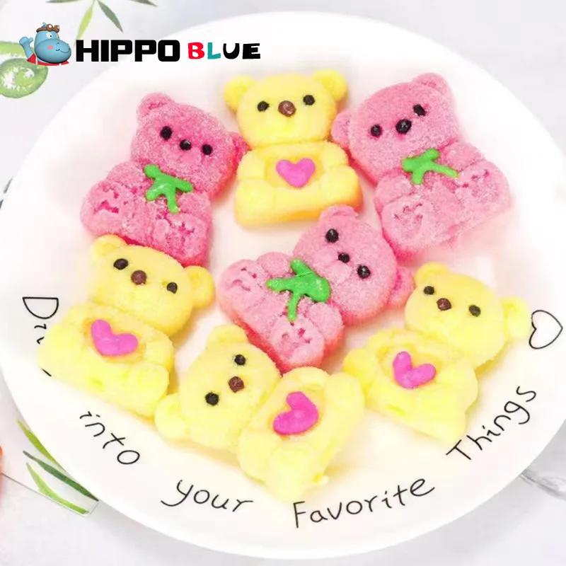 Factory wholesale pink and yellow cartoon bear shape soft candy cute and delicious