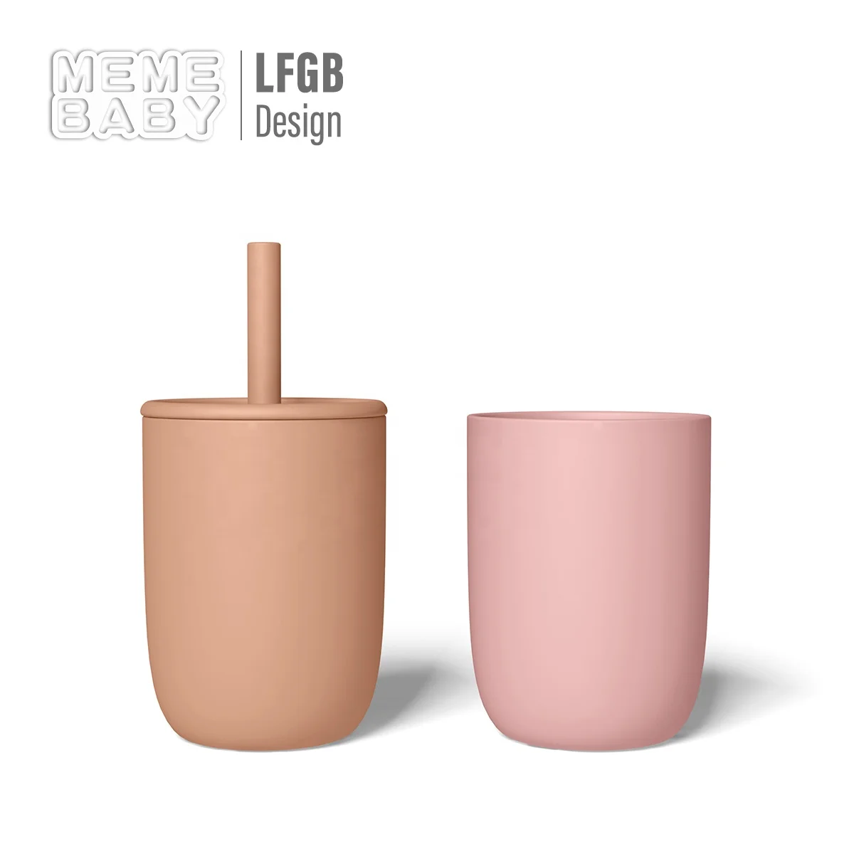 High Capacity Wholesale SIlicone Big Straw Cup Kids Water Drinking No Spill Water Cup Baby Water Bottle LFGB Approved BPA Free