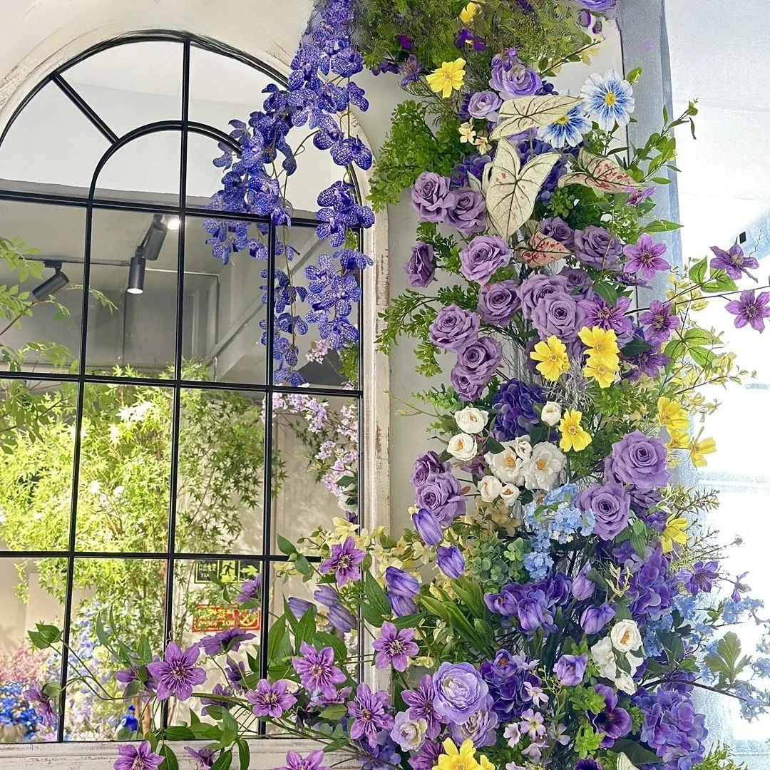 CM-TH304 Purple-Blue Monet Garden Wind Door Decorative Artificial Flower Manufacturers