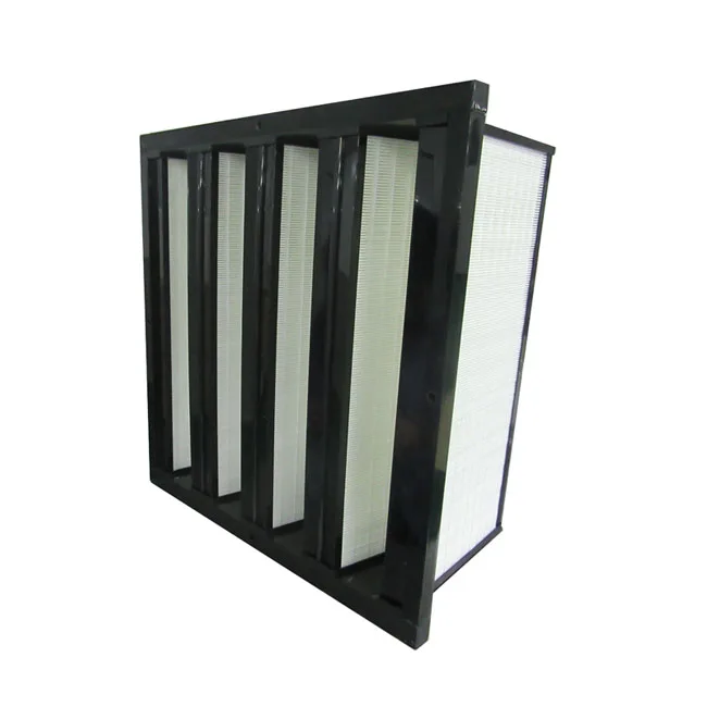 High Efficiency HEPA Fiberglass Paper MERV 15 V Bank Filters Fine Dust Air Filter For Air Handing Units