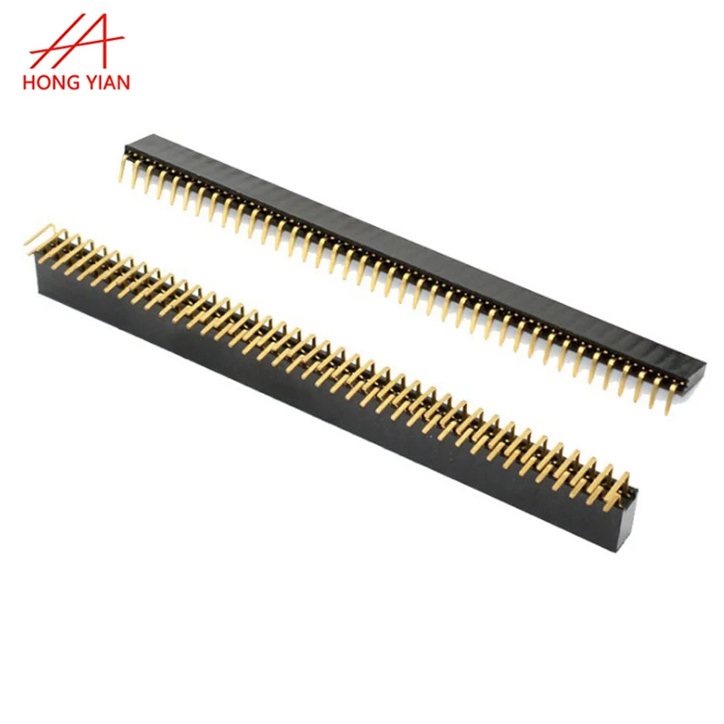 PCB Board to Board Connector Single/Double Row Right Angle 2.54 3.96 .5.08mm Pitch Gold Flash 2-80Pins Male Pin Header