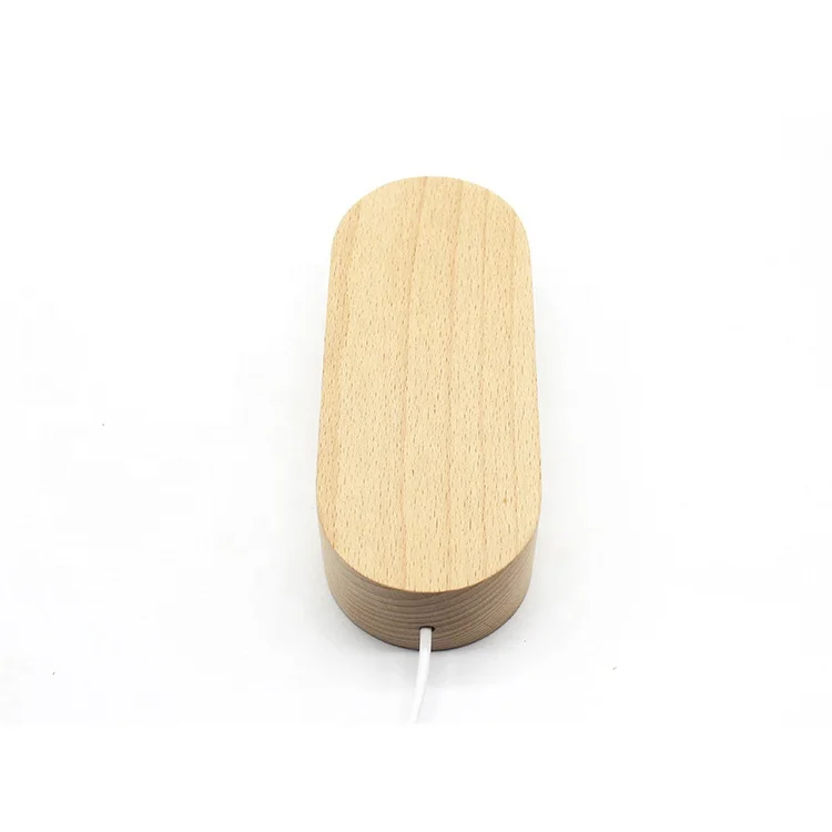 Low Price Beech Acrylic Oval LED Wood Base
