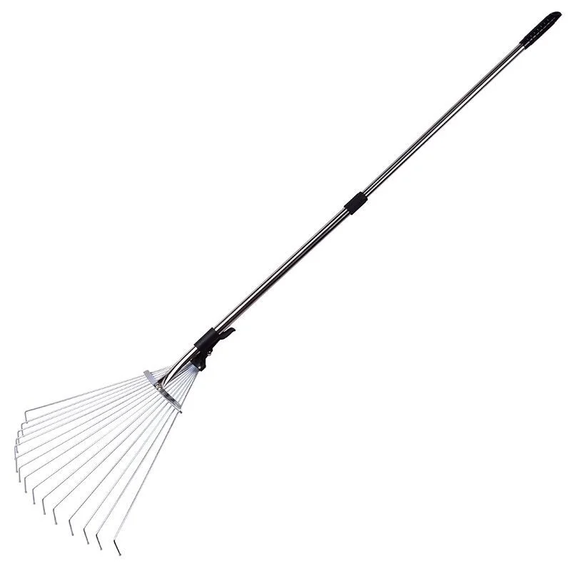 Hot Sales Lightweight Adjustable Professional Collect Leaves Garden Metals Grass Rake With Expanding Handle
