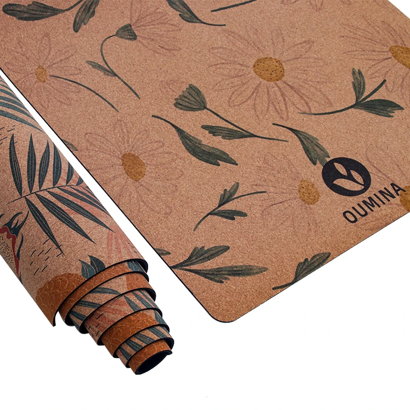 Custom printed high quality eco friendly meditation travel sports folding non-slip cork yoga mat of guangdong