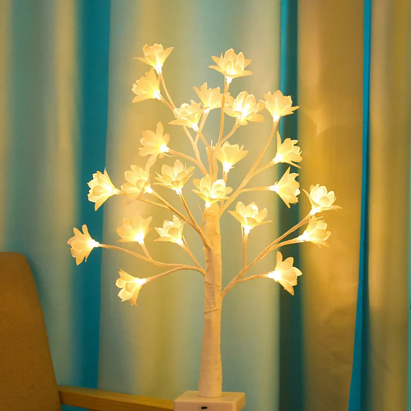 Fashion Creative LED Orchid Flower Tree Table Lamp For Holiday Party Wedding Xmas Gift Hotel Room Decor Night Light