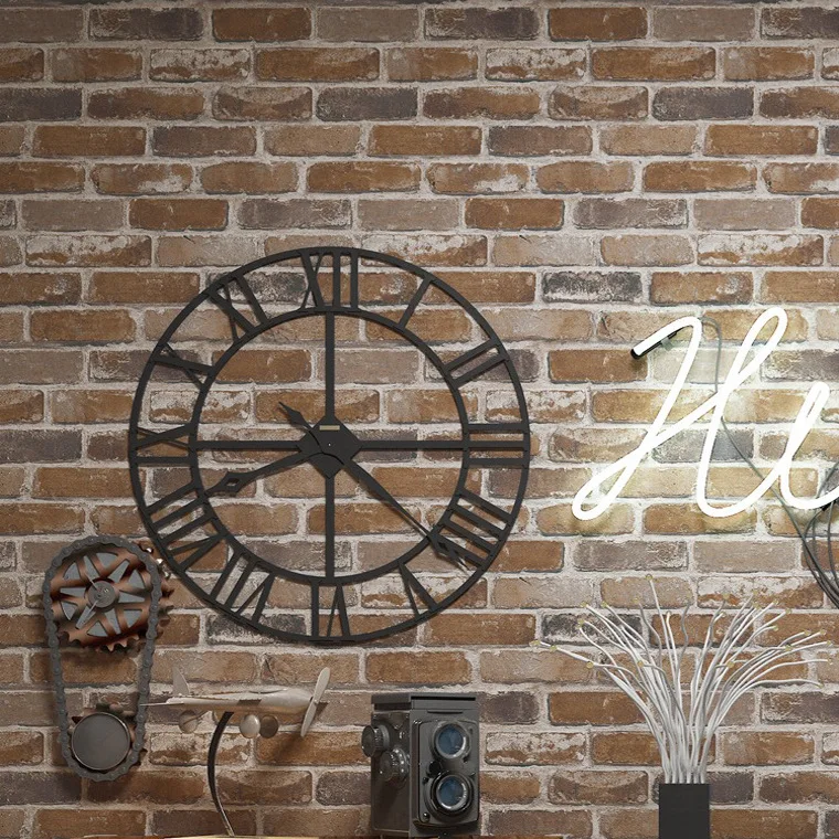 Retro 3D stereoscopic stone wallpaper simulates brick pattern white brick restaurant