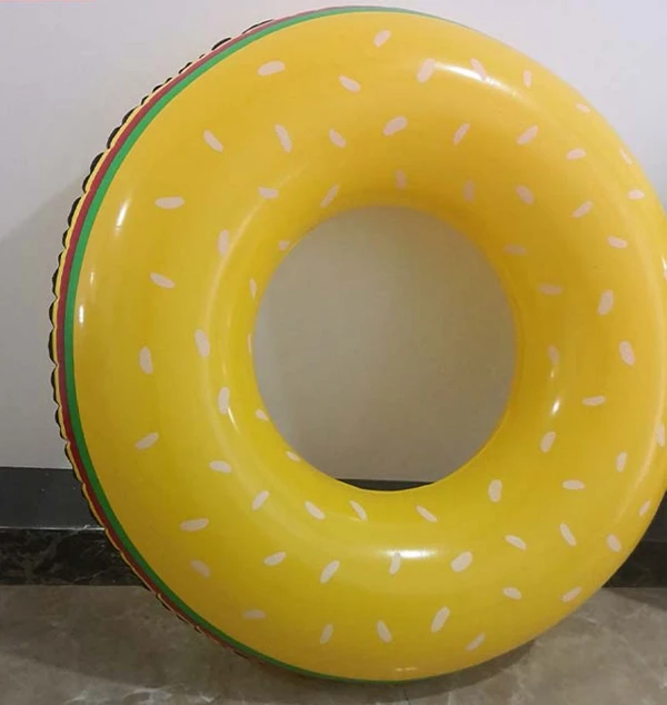 
99cm pool float hamburger inflatable Burger swimming ring for summer beach water pools party toy 