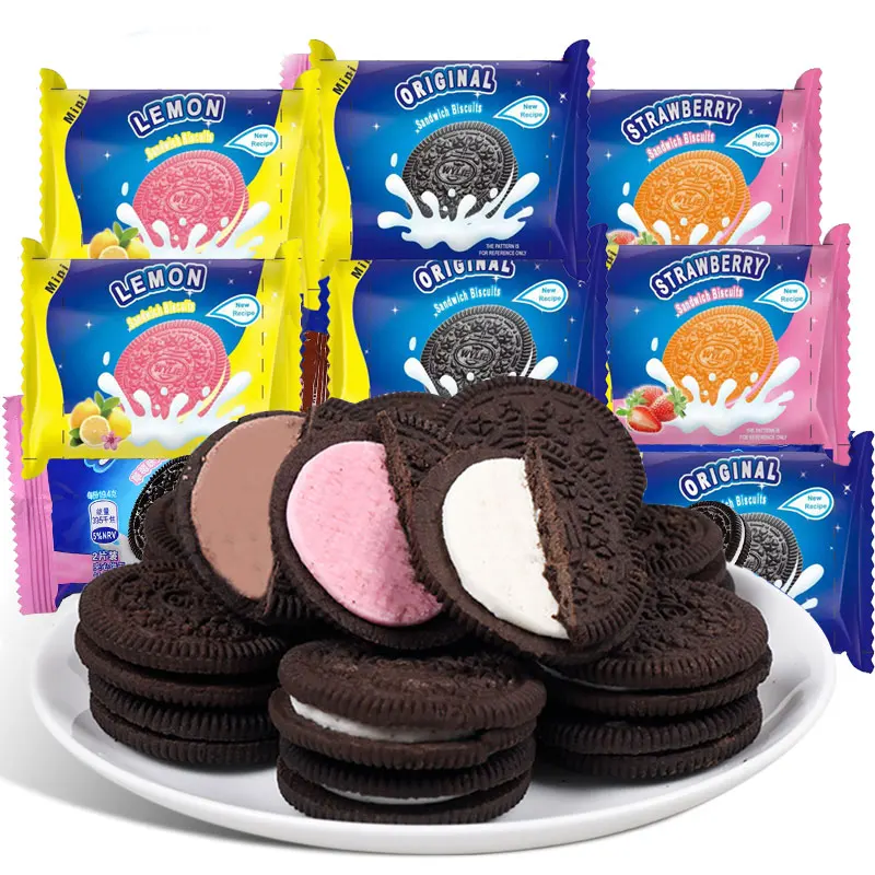 Wholesale Cookies With Various Flavors Biscoito  Biscuit Sandwich Cheap Popular Chocolate Cookies With Cream Filling