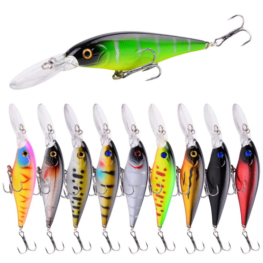 Economic plastic artificial long tongue minnow bait 10 colors fishing lure