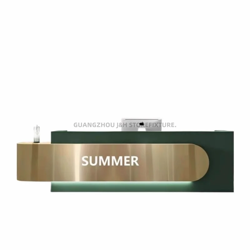 Beauty Hair Salons Stainless Steel Reception Desk Tailored Businesses Checkout Counters Modern Front Desk Cashier