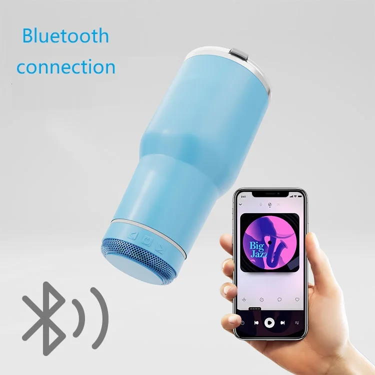 IPX6 Waterproof 30oz stainless steel bluetooth water bottle handsfree wireless speaker tumbler cup