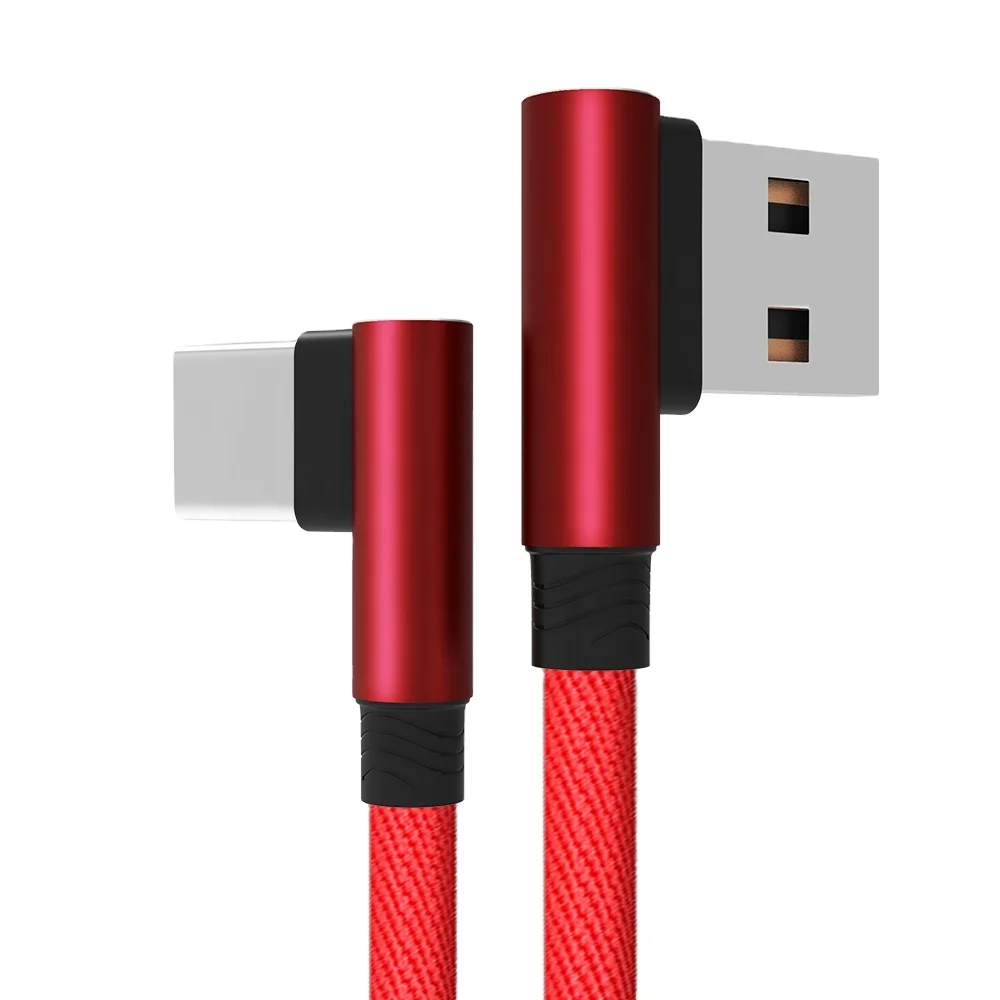 
Double 90 Degree Fast Charging USB Cable Cotton Data Cable Elbow Cable for Type C 