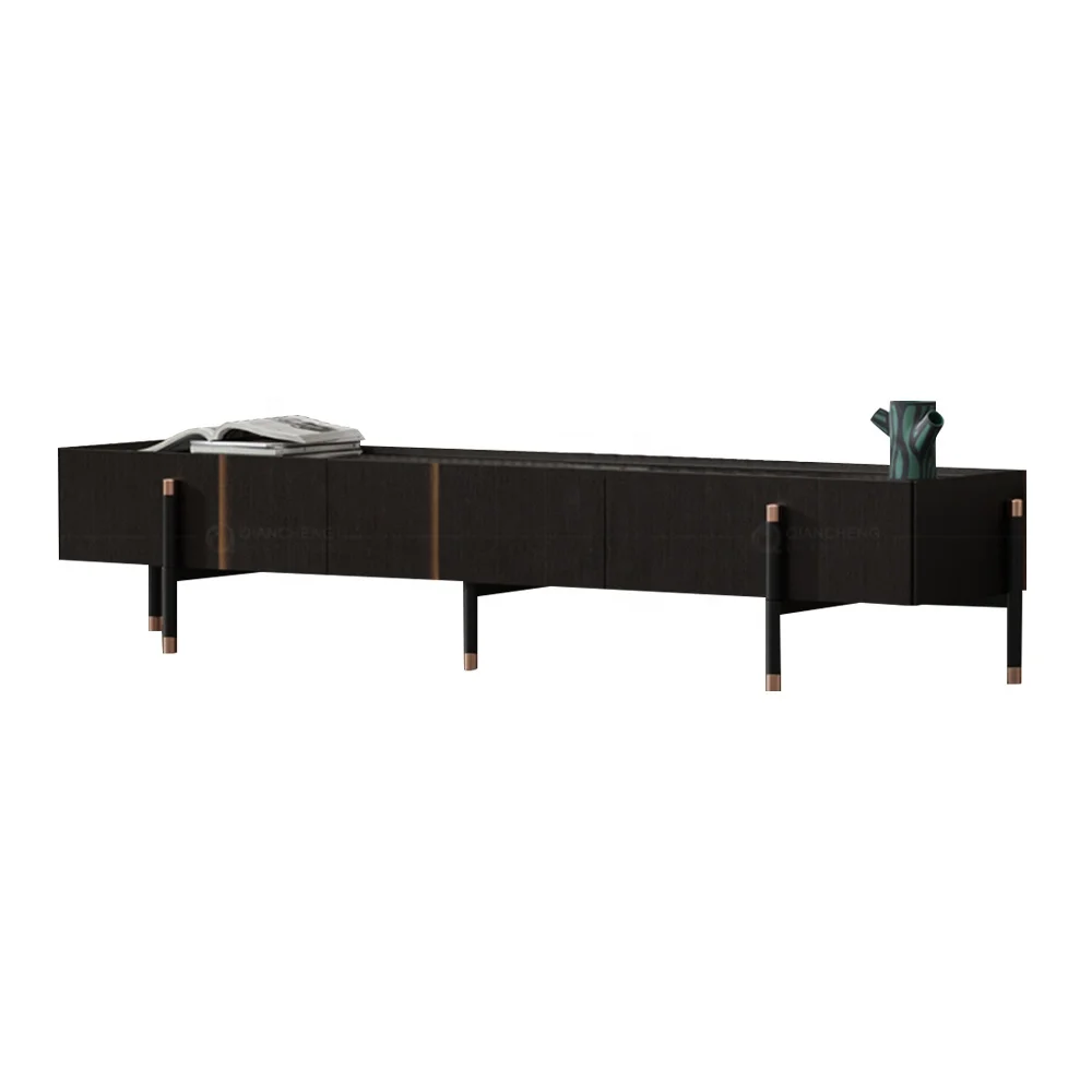 Italian luxury piano paint solid wood TV stand living room furniture modern black tv stand