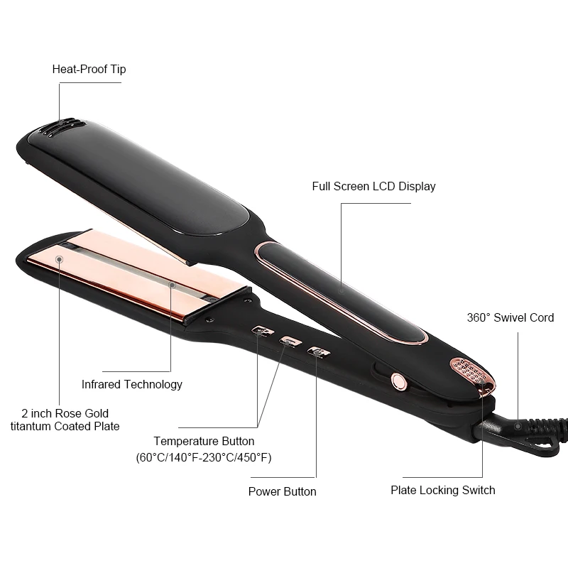 Professional flat iron hair straightener infrared titanium hair straightener