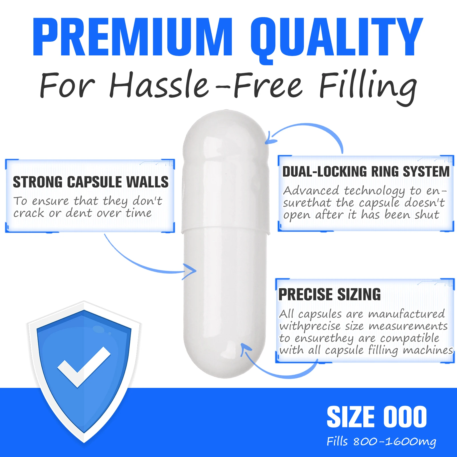 Manufacturer Price Clear Joined Separated Pharmaceutical Halal  Empty Gelatin Capsules size 000 00 0 1 2 3 4