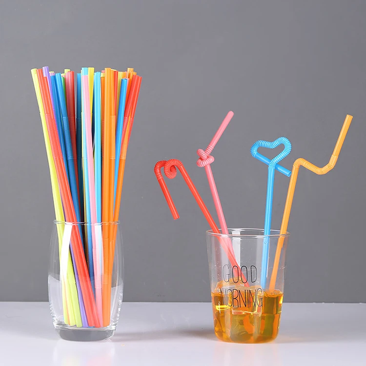 Bendable Decorative Fancy Straws Drinking Cocktail Juice High Grade Plastic Straw Packaged with Plastic or Paper