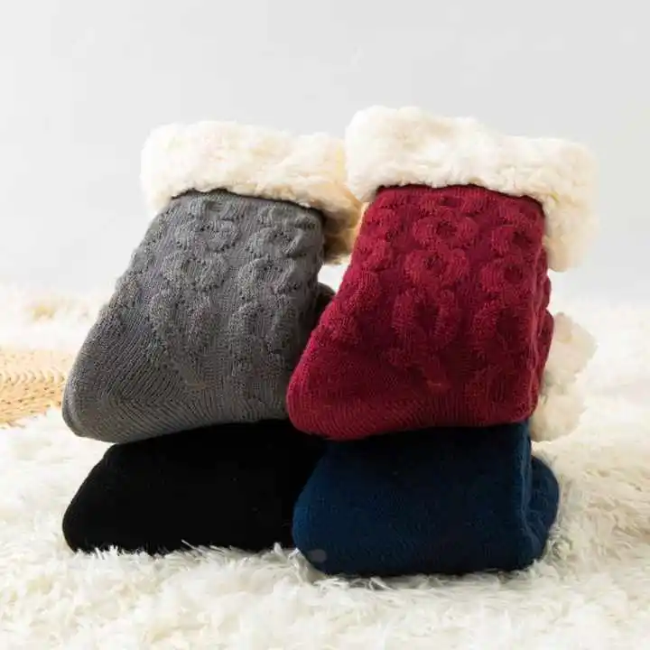 chunky winter plush socks women preppy wool socks