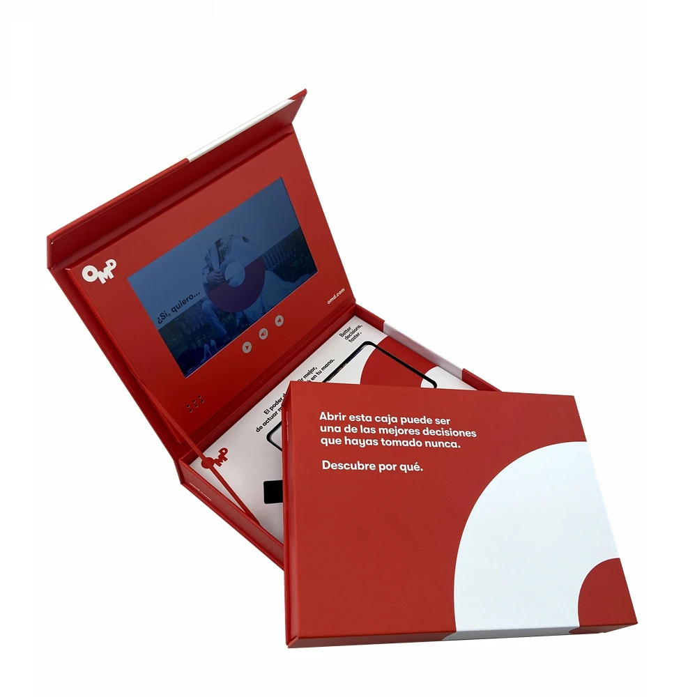 Chinese Homemade 7 Inch Digital Video Box With Design Customized Red Video Box for Advertising Wedding Invitation
