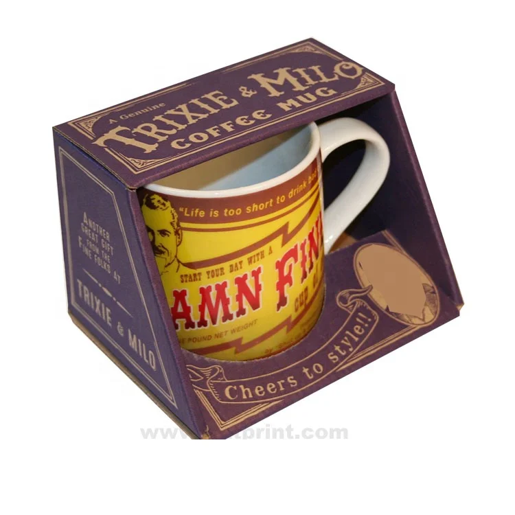 Custom Printed Packaging Cardboard coffee Mug Cup Bottle Gift packaging box with window