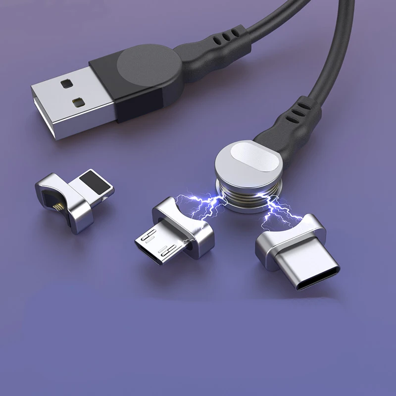  2 в 1 вращающийся магнитный usb-кабель чехол для iPhone XS Max XR X 8 быстрое зарядное устройство Micro USB кабель телефон Type