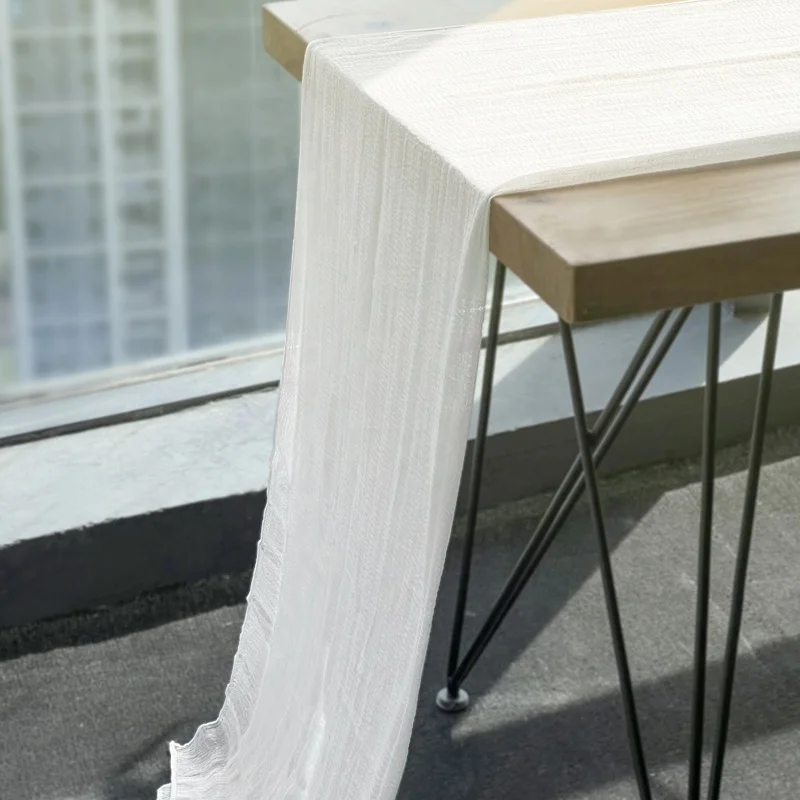 Christmas table runner with place set 32 x 118 inches gauze cheesecloth wedding nordic white table runners