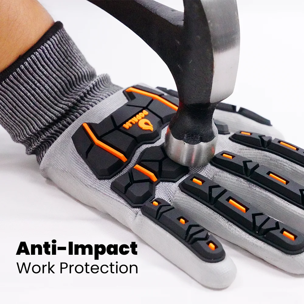 Competitive price 18G ANSI Cut A4 PU Coated TPR Anti-Impact Flexible Safety Working Gloves for oil workers