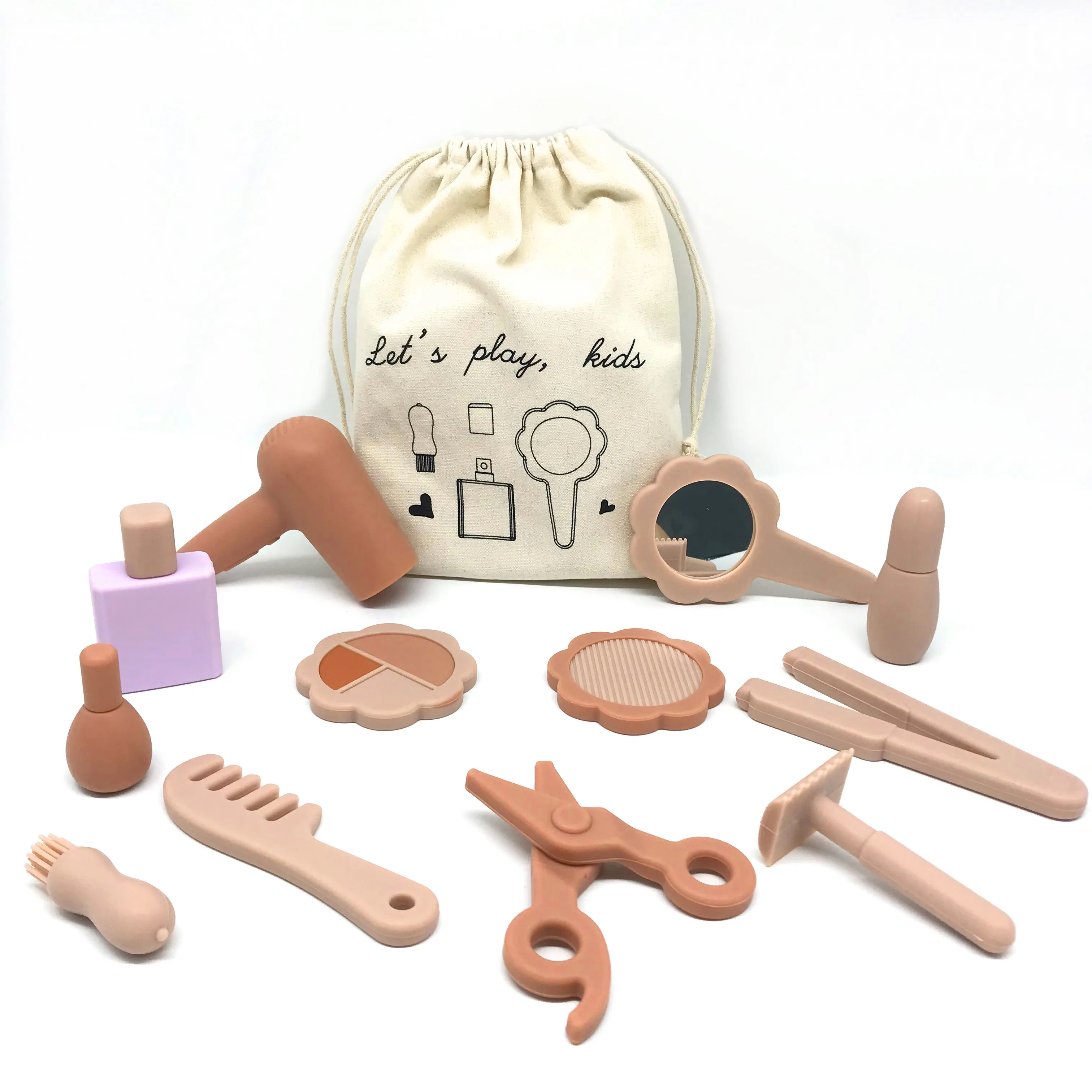 Simulation 12PC Table Toy Makeup Cosmetics Pretend Dressing Play, Natural Hair Dressing Set For 3+ Girls Gifts