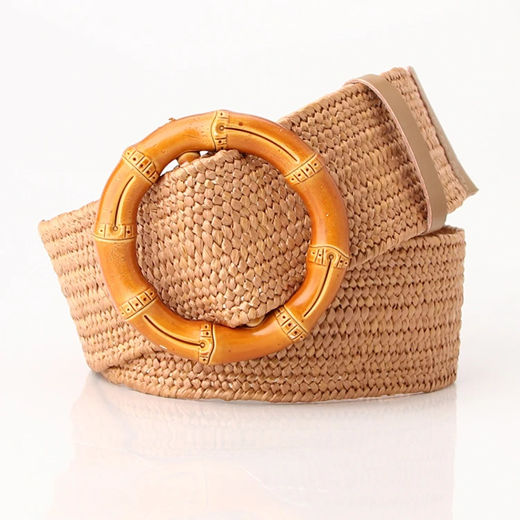 Wholesale plain belt braiding elastic braided PP straw belt for women
