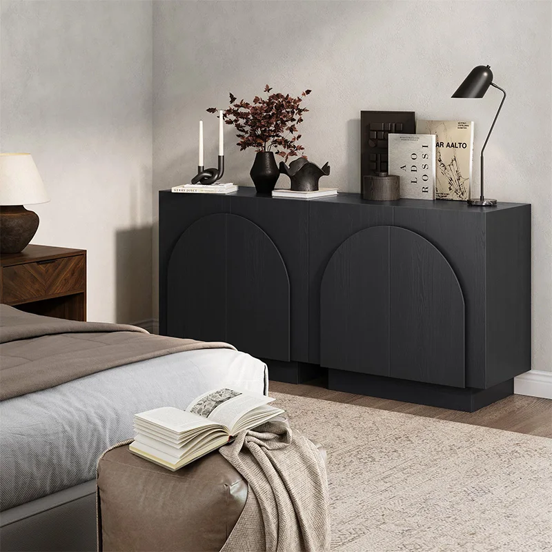Nordic furniture living room furniture storage cabinet sideboard black wood living room cabinet