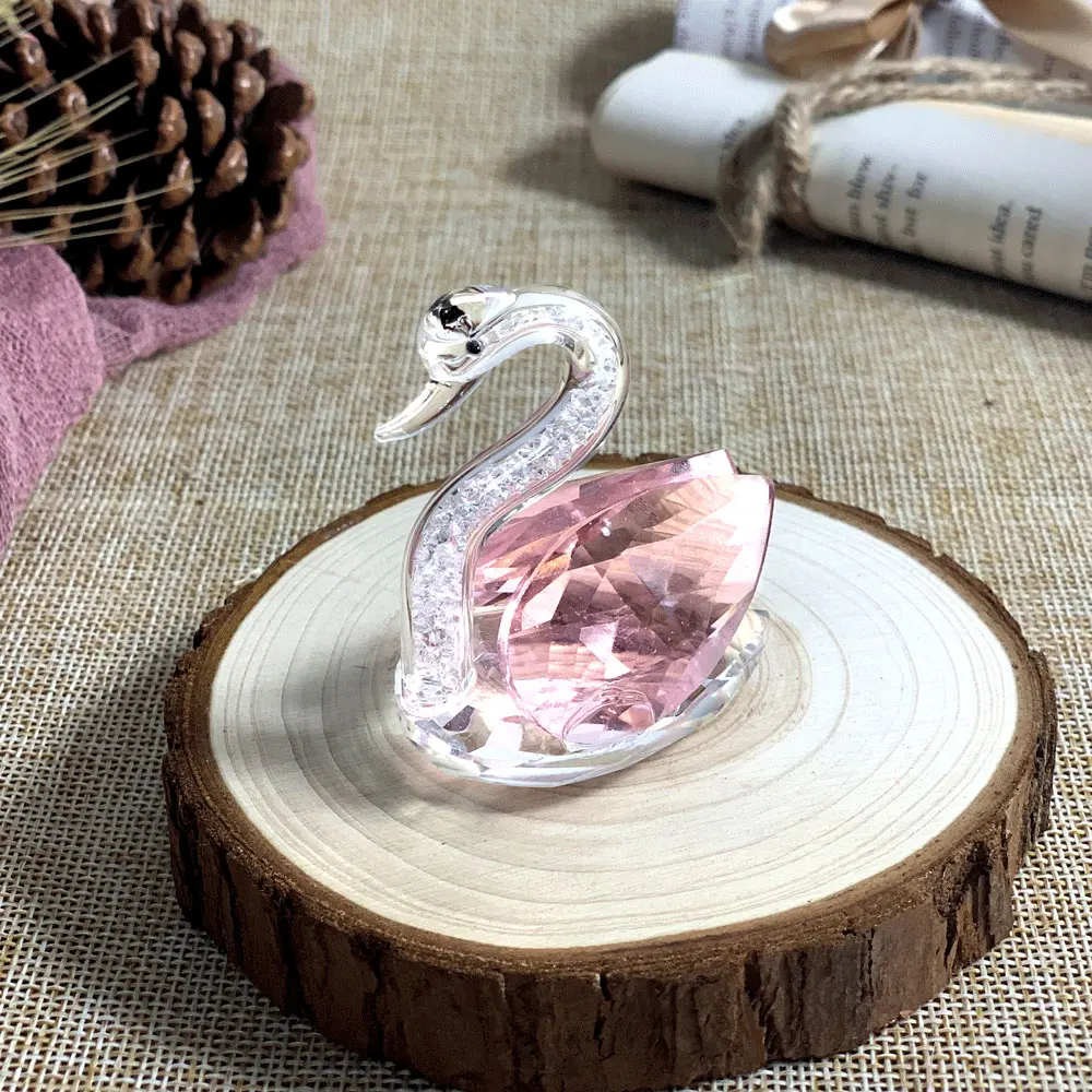 New Arrive Beautiful Crystals Crafts For Home Decoration Colorful Crystal Swan Gift