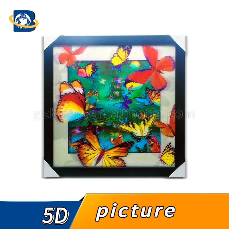 
Hot Sell 3D lenticular picture with beautiful butterfly 5D depth effect,40X40cm for home decoration 