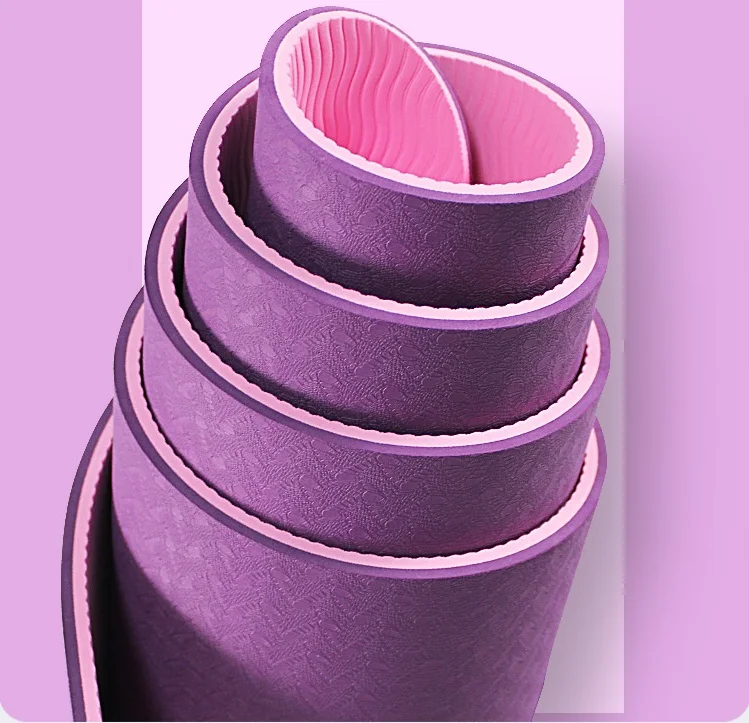 Professional 1/3 Inch Thick Double-sided TPE Workout Yoga Mat With Strap , Workout Mat For Yoga, Pilates And Floor Exercises