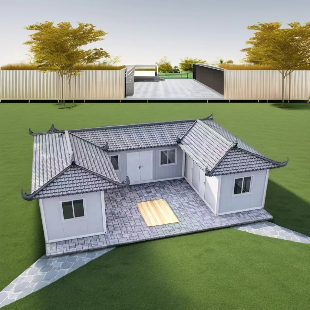 Chinese style courtyard house prefabricated container house residential mobile container house office