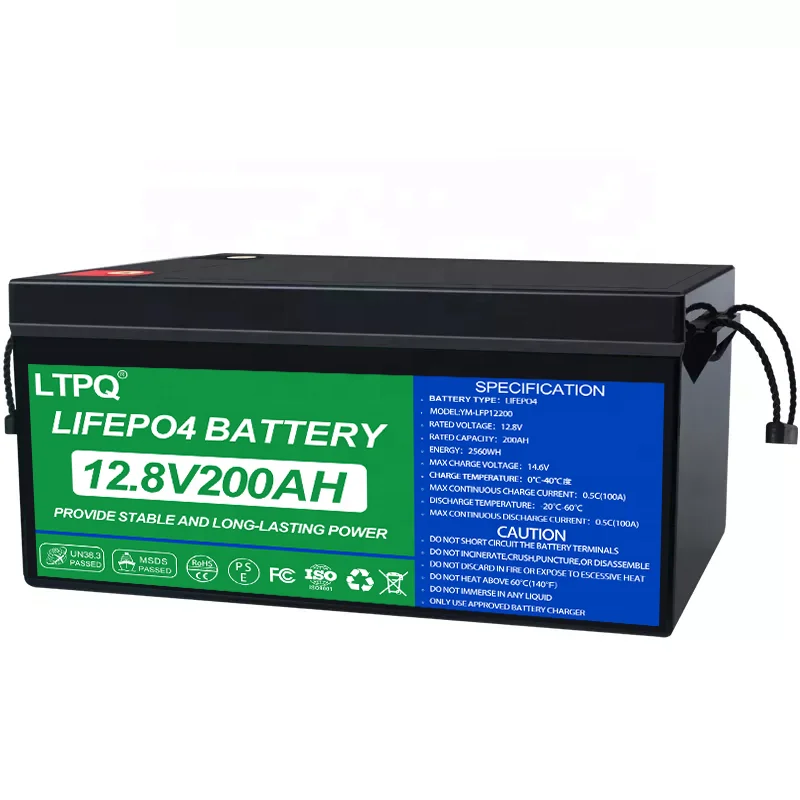 Солнечная батарея Lifepo4 класса 12V200AH с ЖК-монитором и BMS для морского использования анодный материал LFP электроинструментов лодок