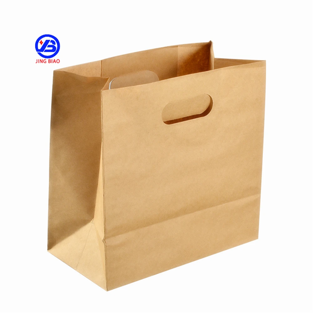 Недорогие пакеты для покупок из переработанной крафт-бумаги с индивидуальным принтом, оптом