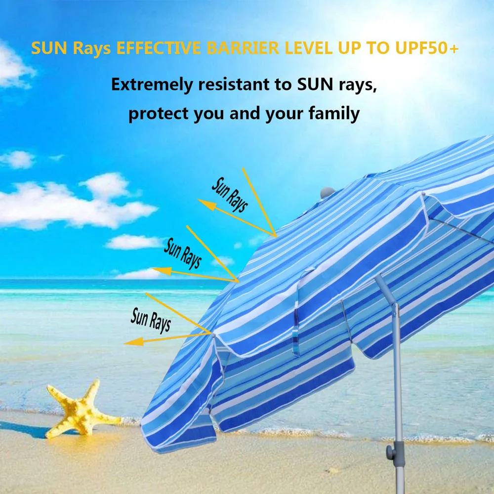 Wholesale Outdoor Umbrella Sun Umbrella Portable Beach With Tilt And Sand Anchor, Hot Selling Uv Protection Sun Umbrella Beach