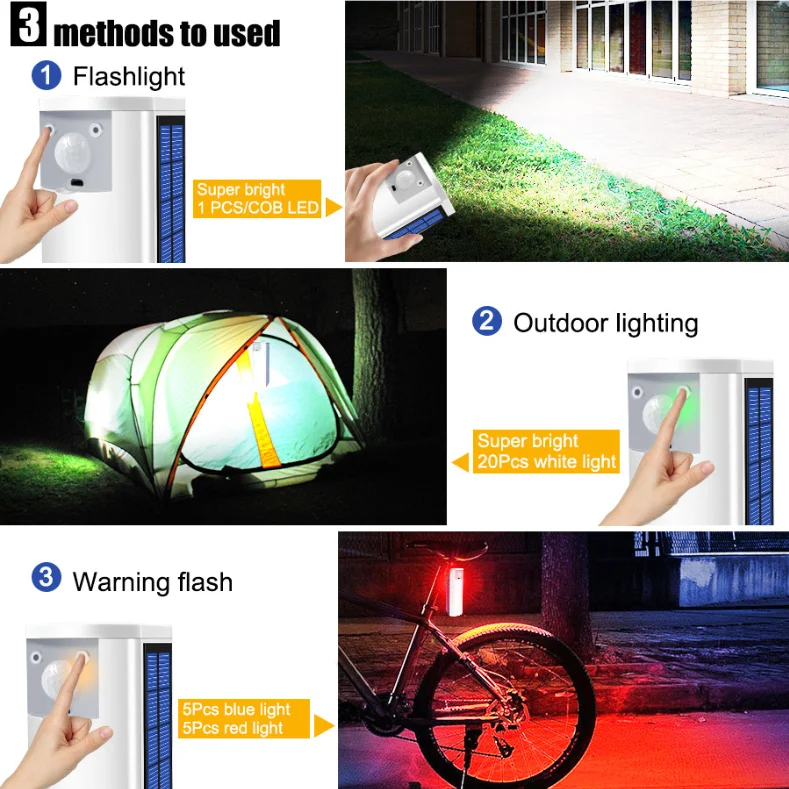 Portable camping light solar power usb rechargeable led flashlight camping hiking work light lantern lamp with power bank