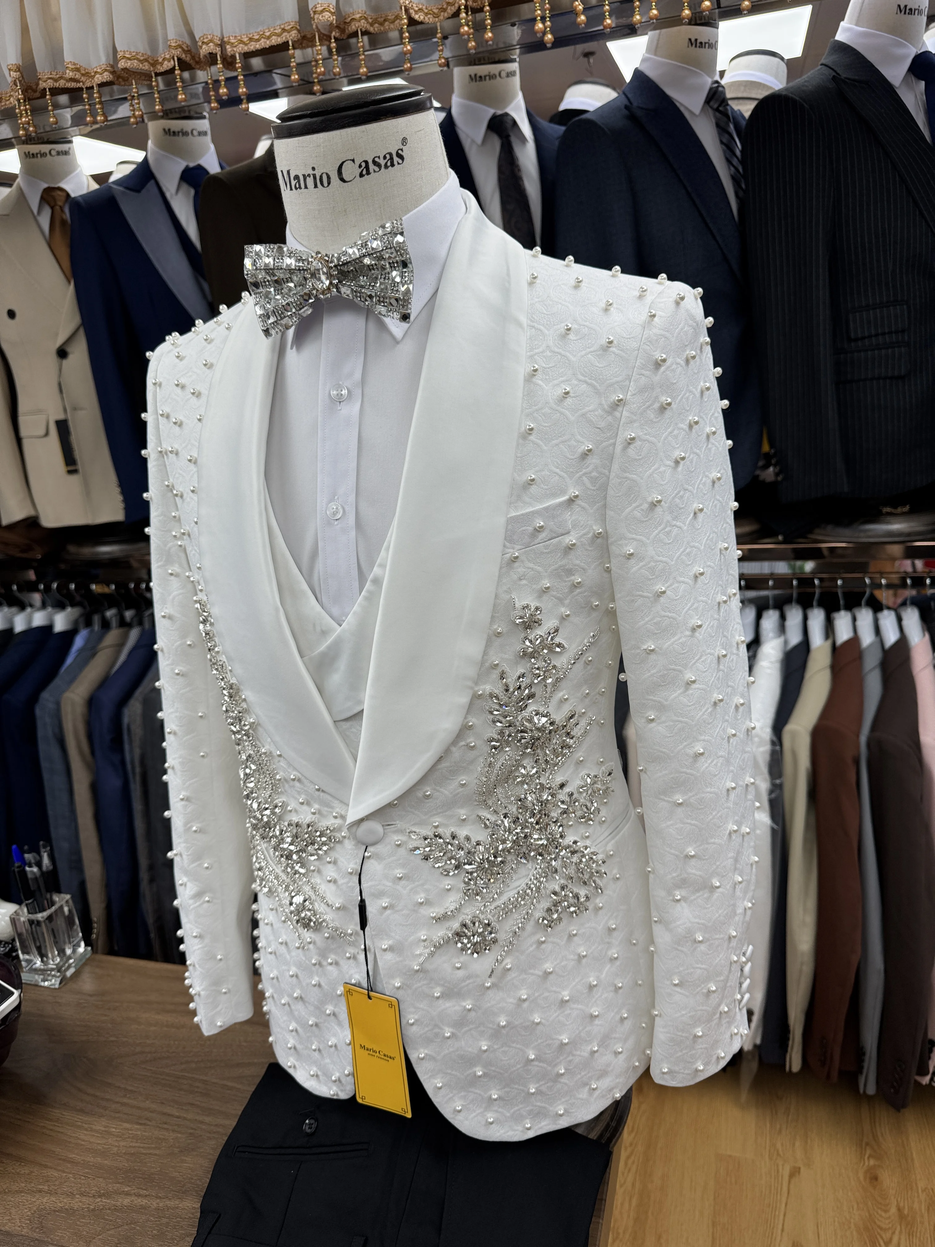 New Hot-selling Handmade Beaded Large Size Advanced Fashion High-quality Business Suits Bridegroom Wedding Custom Suits