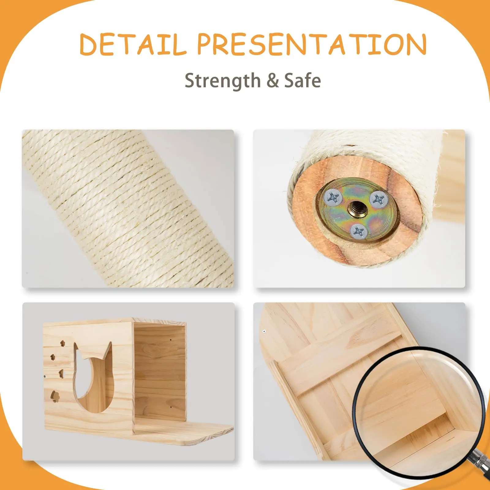 High Quality Set of 5 Furniture Set Solid Wood Wall Mounted Carpet-Covered Cat Shelves and Perches for Wall