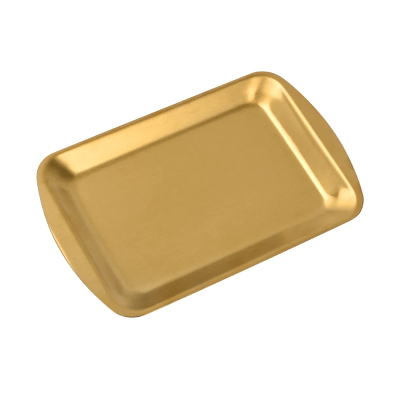 Metal Serving Tray Square Luxury Wedding Dinner Plates Stainless Steel Dessert Charger Plates Korean Buffet Plate Tableware