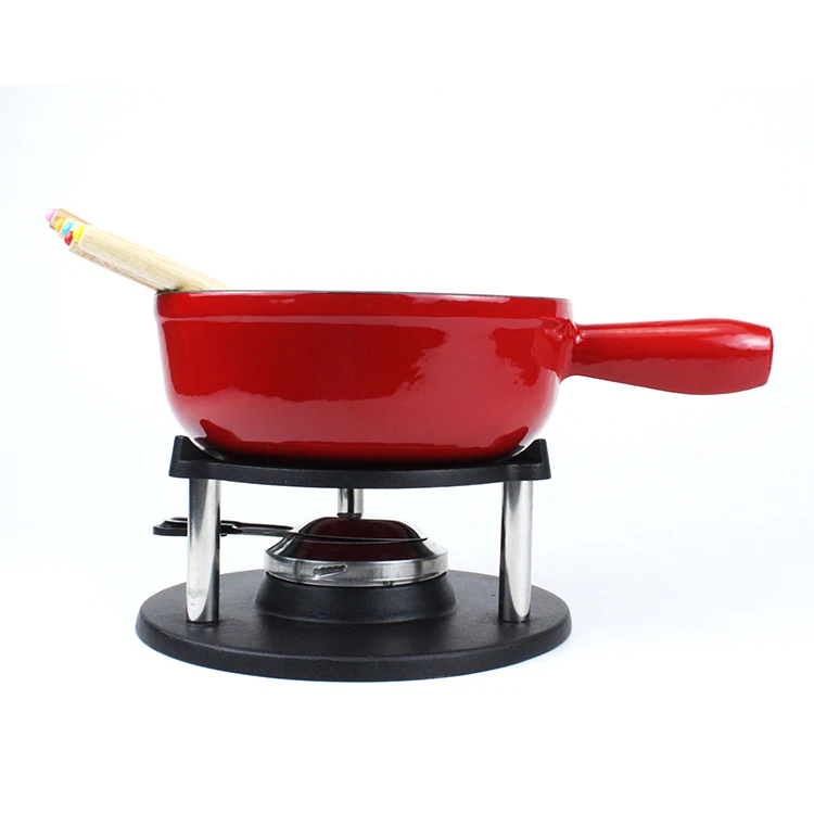 Портативный мини-чугунный набор для мяса, сыра, фондю с вилкой и ручкой