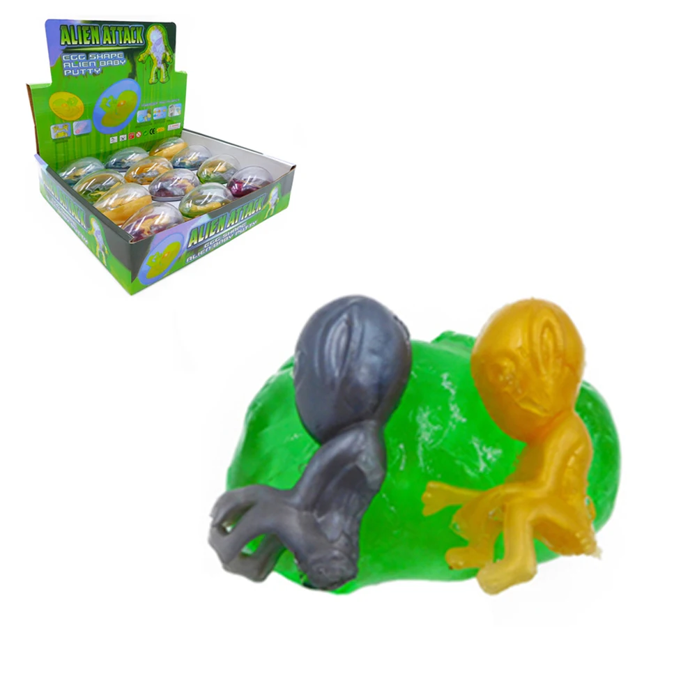 Non-Toxic EU Standard  Crystal Twins Alien Baby Crazy Slime Jelly Easter Egg Shape Putty Toy For Kids