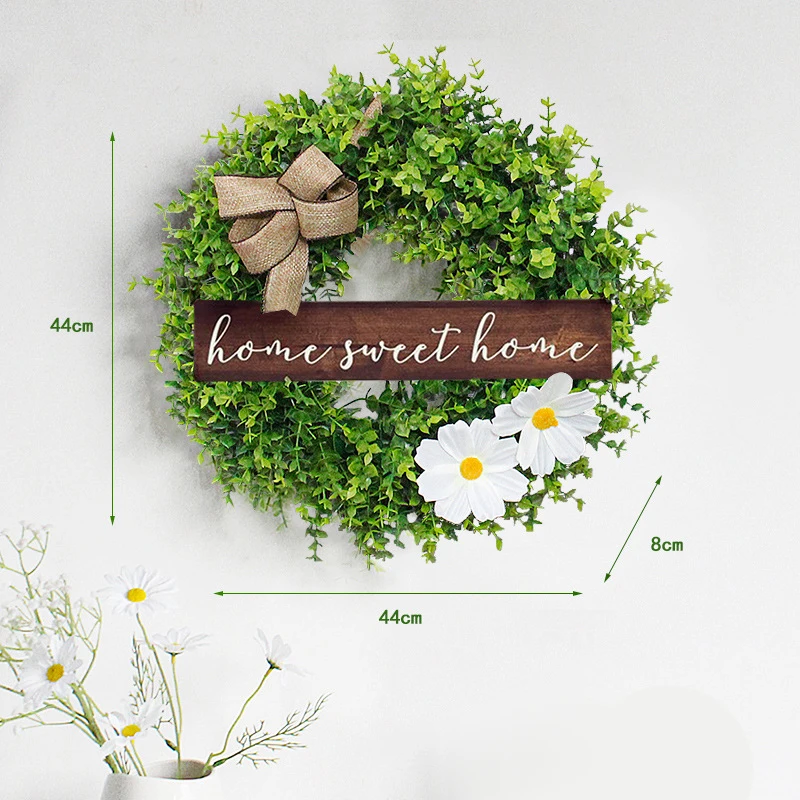 Artificial Christmas Wreath With Truck Merry Christmas Front Door Ornament Wall Artificial Pine Garland for Party Decor