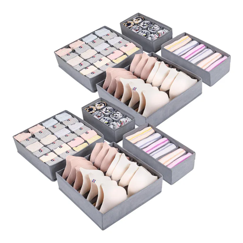 Drawer Underwear Storage Box Divider 4 Pieces Fabric Foldable Dresser Organizers Storage
