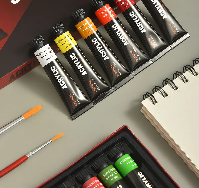 Amazon Hot Sale 30Colors 12ml Aluminum Tubes Acrylic Paint Set With Neutral Packing