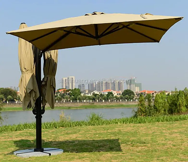 Outdoor hotel furniture garden use parasol with 4 side square shape