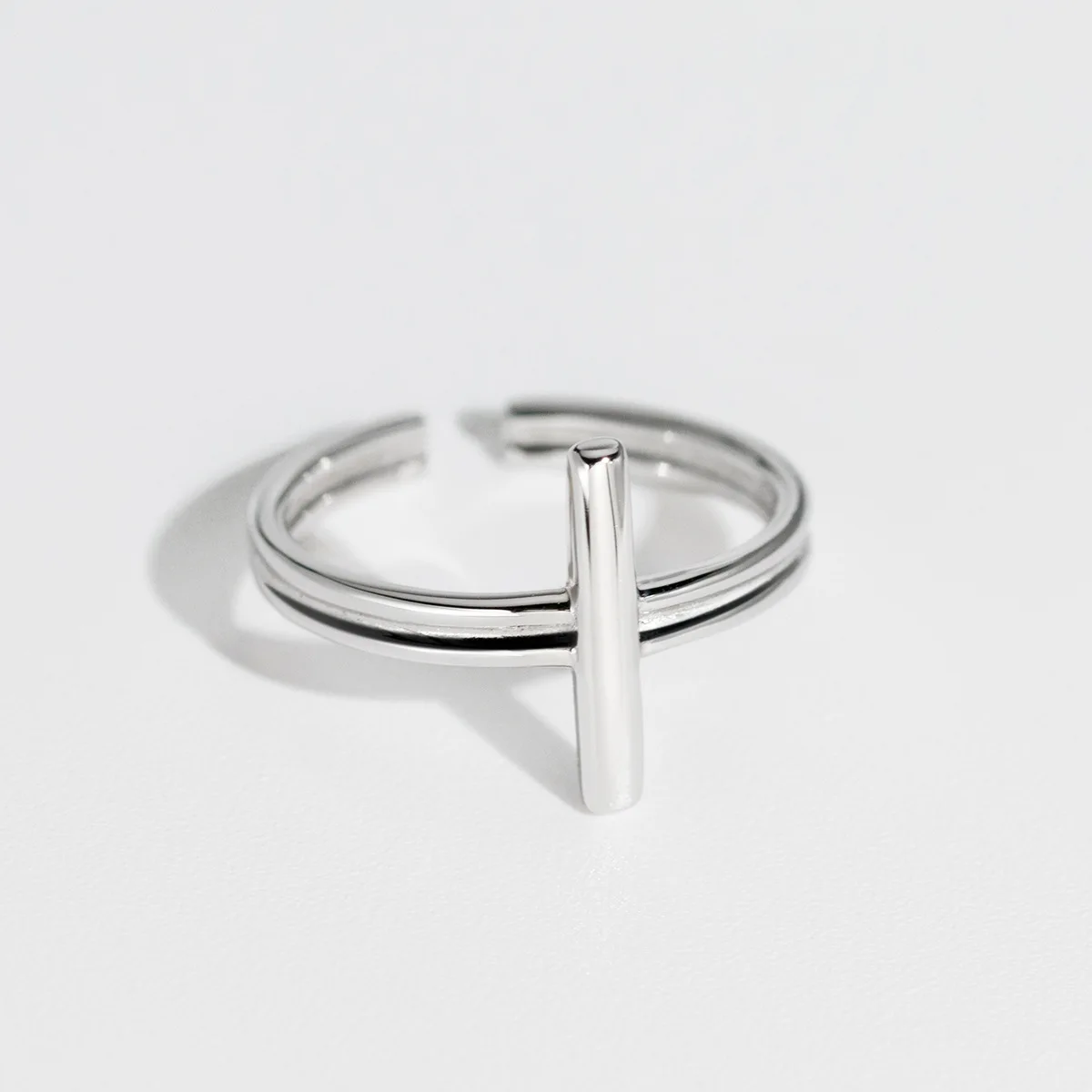 New Korean Style Fashion Jewelry Hip Hop Cross Minimalist Geometric Plain S925 Sterling Sliver Women Casual Open Rings